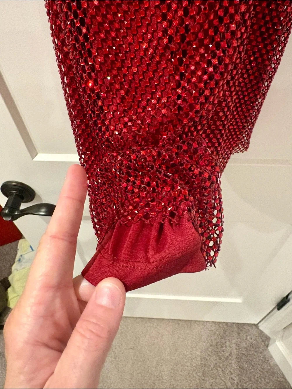 Red Sequin Cowl Neck Slip Dress - Homecoming, cocktail hour, special event